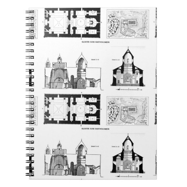 Saint Bartholomew Monastery floor and cross plan N Notebook (Front)