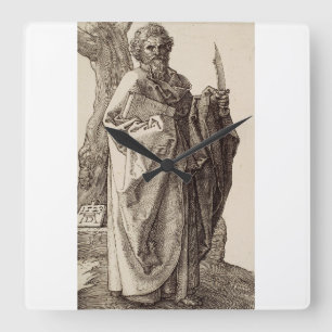 Saint Bartholomew the Apostle by Albrecht Durer Square Wall Clock