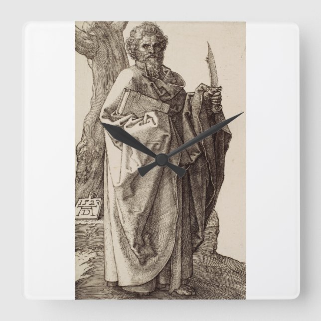 Saint Bartholomew the Apostle by Albrecht Durer  Square Wall Clock (Front)
