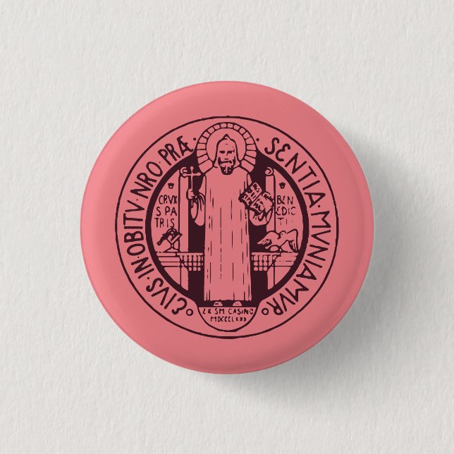 Saint Benedict Medal 1 Inch Round Button (Front)