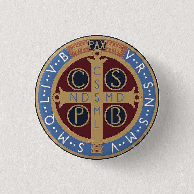 Saint Benedict Medal 1 Inch Round Button (Front)