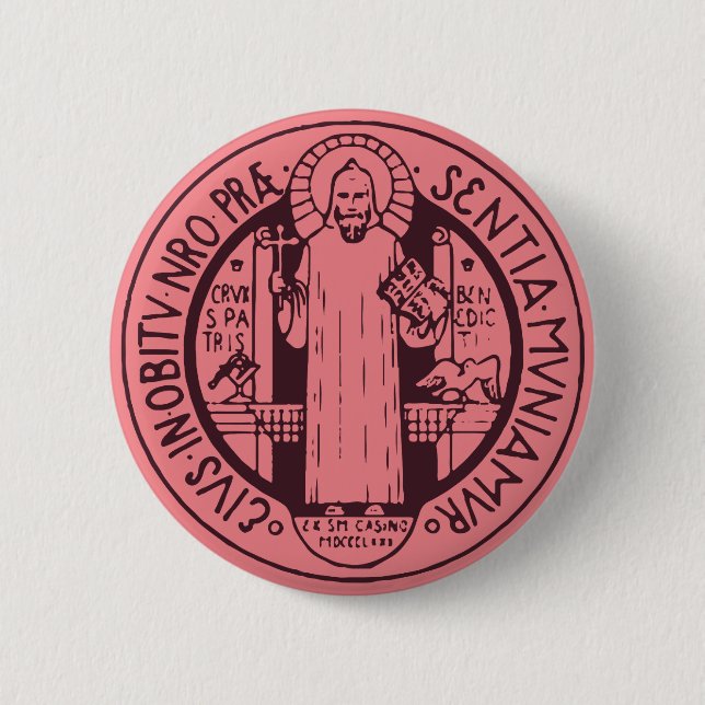 Saint Benedict Medal 2 Inch Round Button (Front)