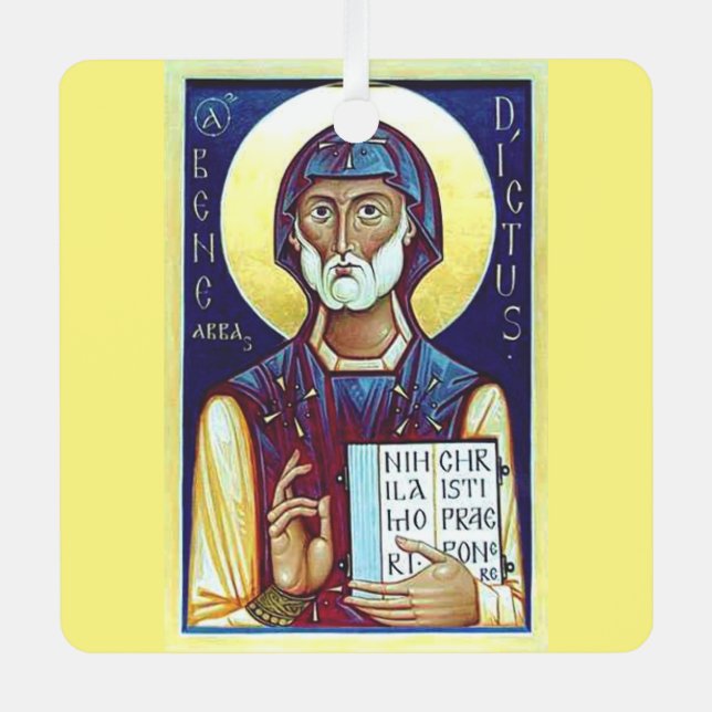 Saint Benedict of Nursia Metal Ornament (Front)
