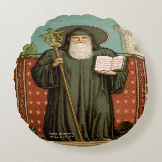 Saint Benedict of Nursia Round Pillow