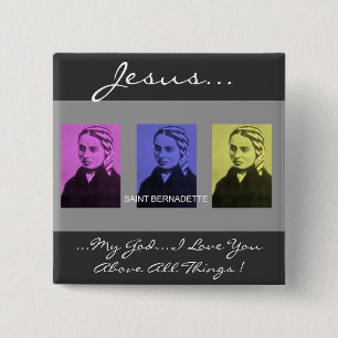saint bernadette 2 inch square button