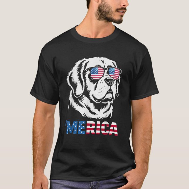 Saint Bernard 4th Of July Merica Dog Saint Bernard T-Shirt (Front)