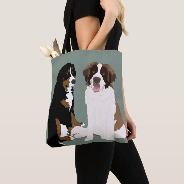 Saint Bernard and Bernese Mountain Dog  Tote Bag (Close Up)