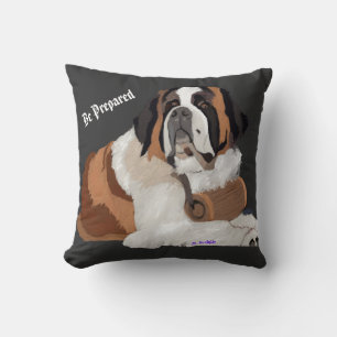 Saint Bernard and Keg: Be Prepared Throw Pillow