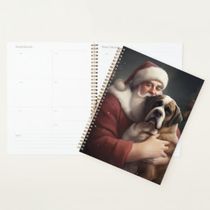 Saint Bernard avec le Père Noël Noël Festif