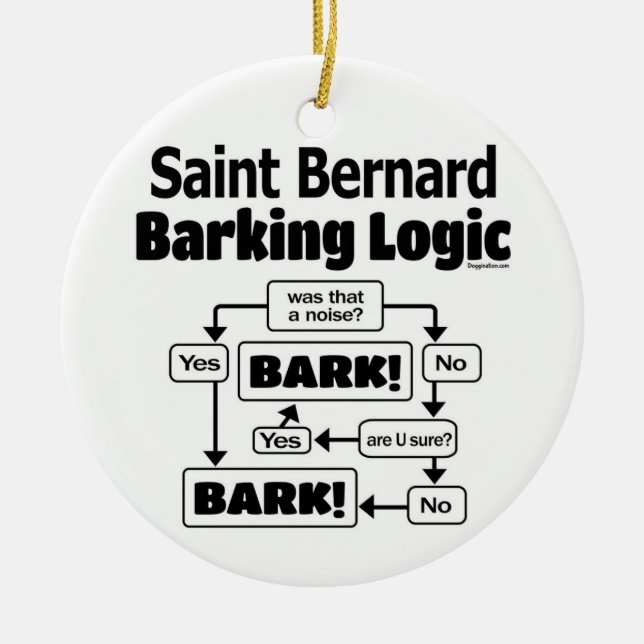 Saint Bernard Barking Logic Ceramic Ornament (Front)