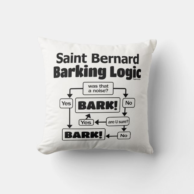 Saint Bernard Barking Logic Throw Pillow (Front)