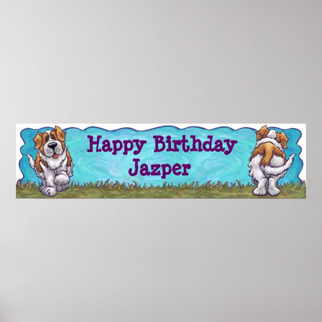 Saint Bernard Birthday Banner Poster (Front)
