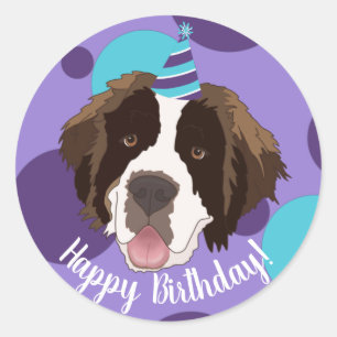 Saint Bernard Birthday Classic Round Sticker