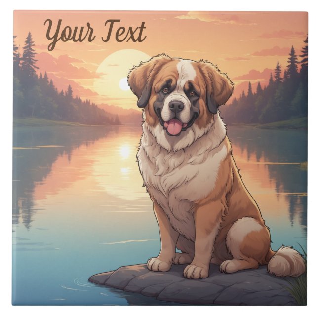 Saint Bernard by Lake Tile (Front)