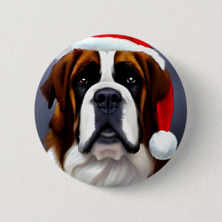 Saint Bernard Christmas 2 Inch Round Button
