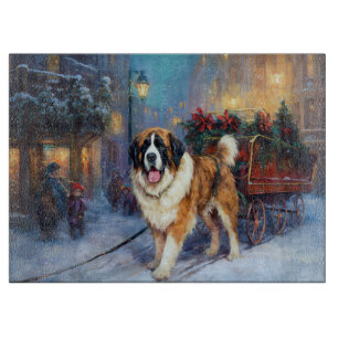 Saint Bernard Christmas Festive Season  Cutting Board