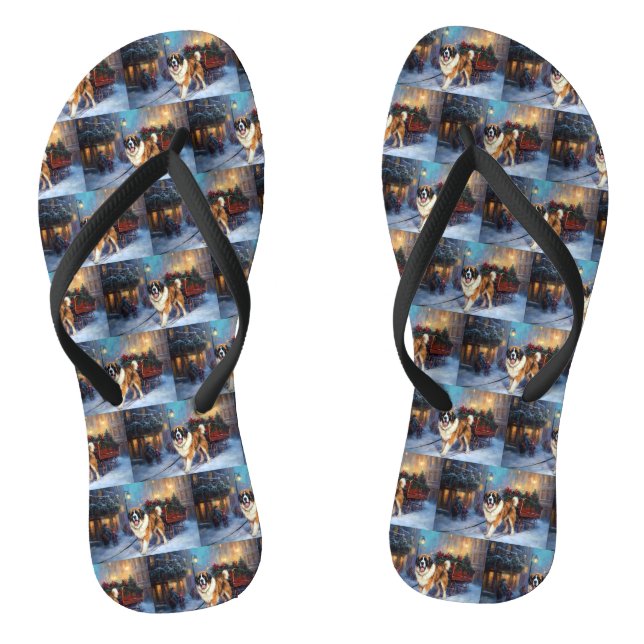 Saint Bernard Christmas Festive Season  Flip Flops (Footbed)