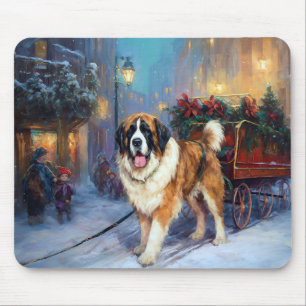 Saint Bernard Christmas Festive Season  Mouse Pad