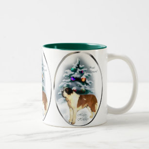 Saint Bernard Christmas Gifts Two-Tone Coffee Mug