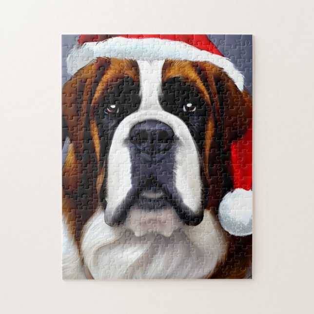 Saint Bernard Christmas Jigsaw Puzzle (Vertical)