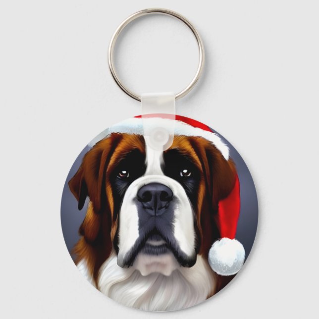 Saint Bernard Christmas Keychain (Front)
