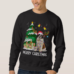 Saint Bernard Christmas Lights Tree Santa Xmas Paj Sweatshirt