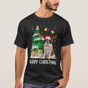 Saint Bernard Christmas Lights Tree Santa Xmas Paj T-Shirt