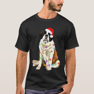 Saint Bernard Christmas Lights Xmas Dog Lover Sant T-Shirt