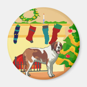 Saint Bernard Christmas Magnet
