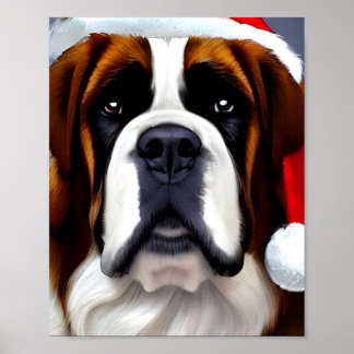 Saint Bernard Christmas Poster