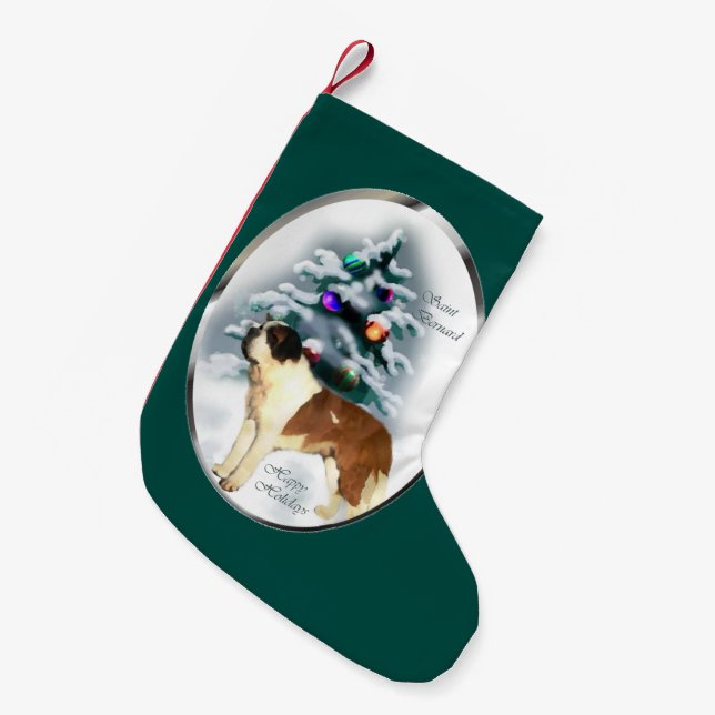 Saint Bernard Christmas Small Christmas Stocking (Front (Hanging))