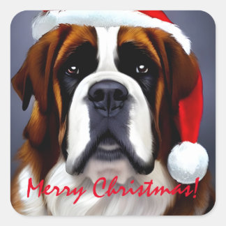 Saint Bernard Christmas Square Sticker