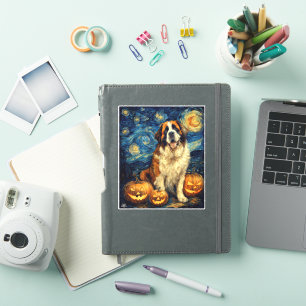 Saint Bernard Cute Dog Halloween Jack O Lantern Pu