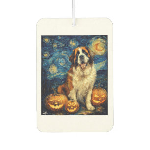 Saint Bernard Cute Dog Halloween Jack O Lantern Pu Air Freshener