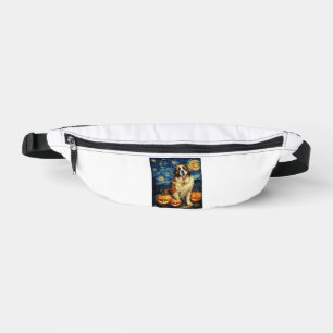 Saint Bernard Cute Dog Halloween Jack O Lantern Pu Fanny Pack