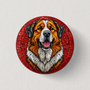 Saint Bernard dog 1 Inch Round Button