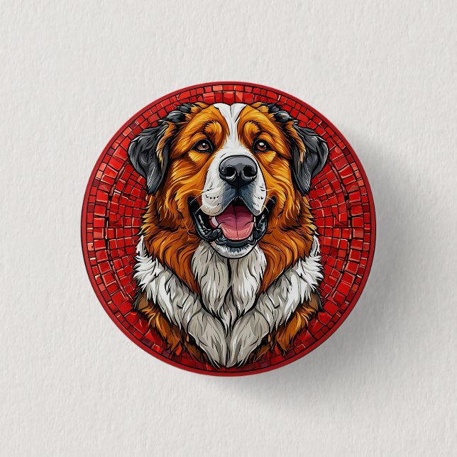 Saint Bernard dog 1 Inch Round Button (Front)