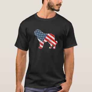 Saint Bernard Dog American Flag Patriotic Pet 4th T-Shirt