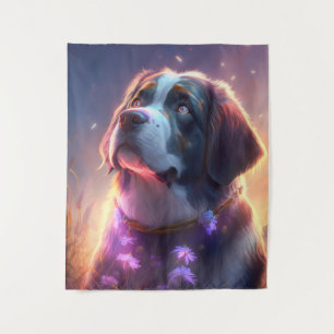 Saint Bernard Dog Animal Portrait Painting Pet Art Tapestry