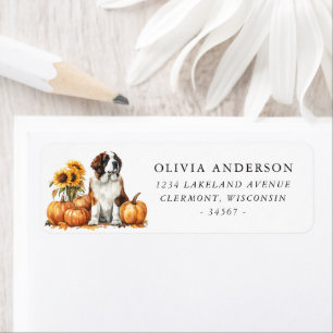 Saint Bernard Dog Autumn Return Address