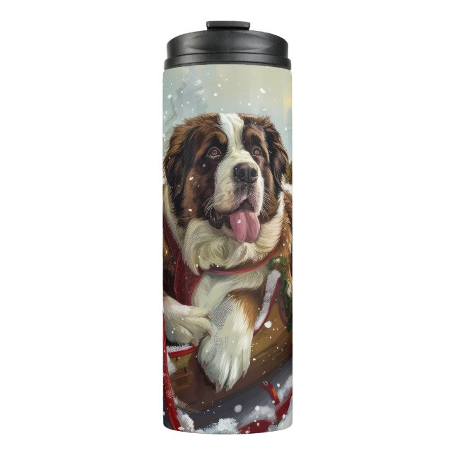 Saint Bernard Dog Christmas Festive  Thermal Tumbler (Front)