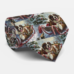 Saint Bernard Dog Christmas Festive Tie