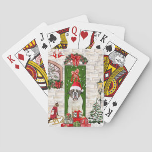 Saint Bernard Dog Christmas  Playing Cards