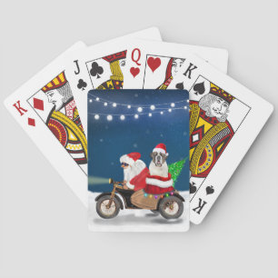 Saint Bernard Dog Christmas Santa Claus  Playing Cards