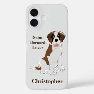 Saint Bernard Dog Design Personalised iPhone 16 Case