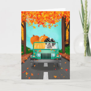 Saint Bernard Dog Fall Pumpkin Card