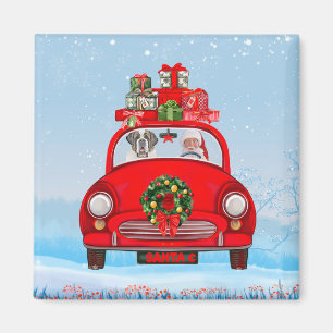 Saint Bernard Dog In Car With Santa Claus  Magnet