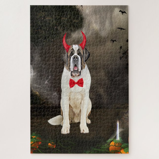 Saint Bernard Dog in Halloween Costume Jigsaw Puzzle (Vertical)