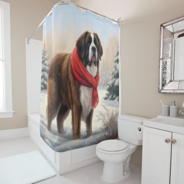 Saint Bernard Dog in Snow Christmas  (In Situ)