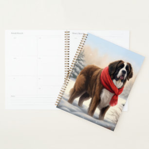 Saint Bernard Dog in Snow Christmas Planner